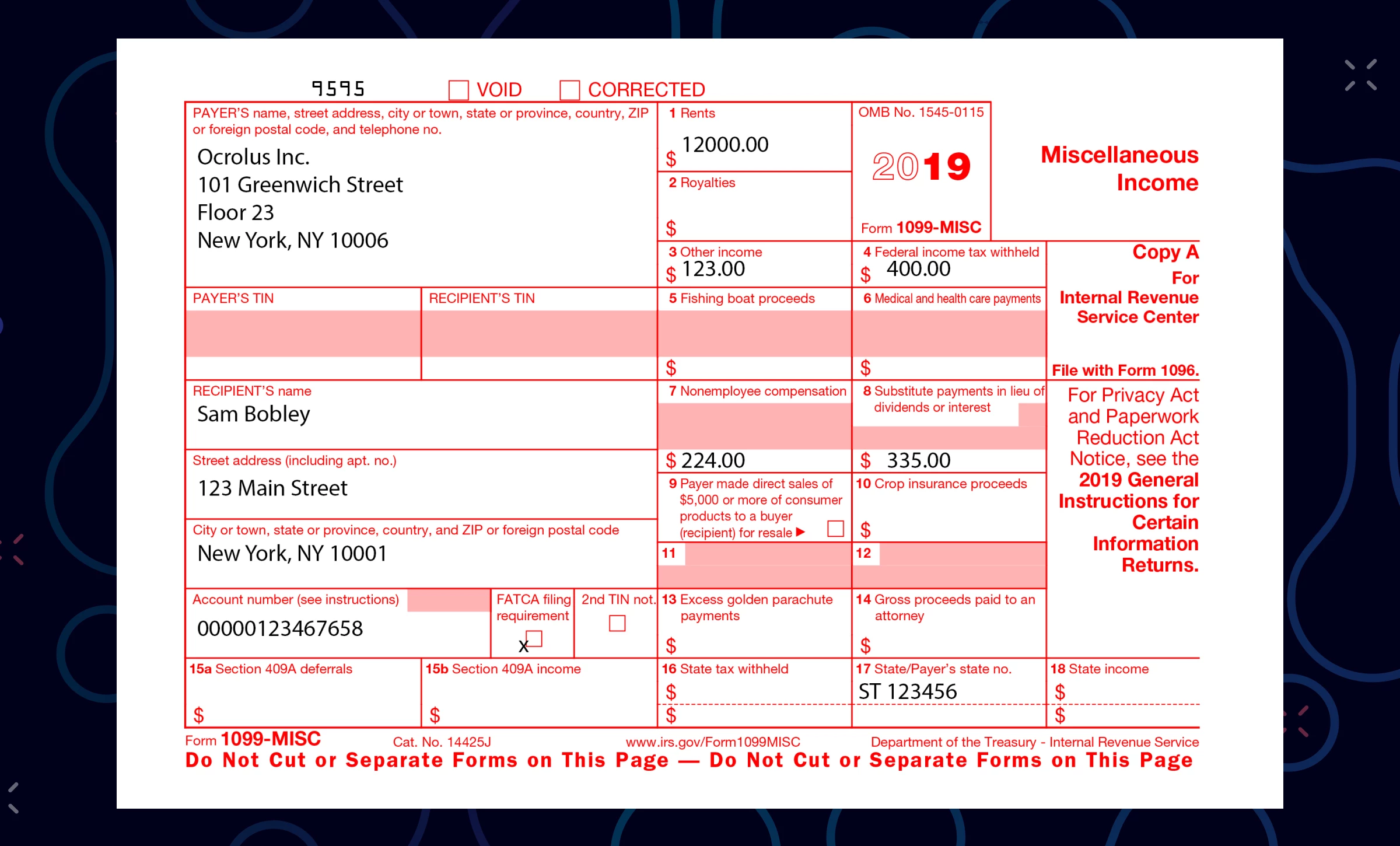 IRS Form 1099 MISC Document Processing